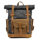 Retro contrast oil wax waterproof canvas travel backpack Computer schoolbag