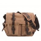 Vintage canvas and Crazy horse leather waterproof messenger bag