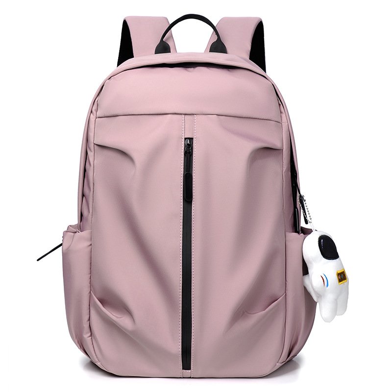 student's korean style simple backpack 9399 Pink with pendant