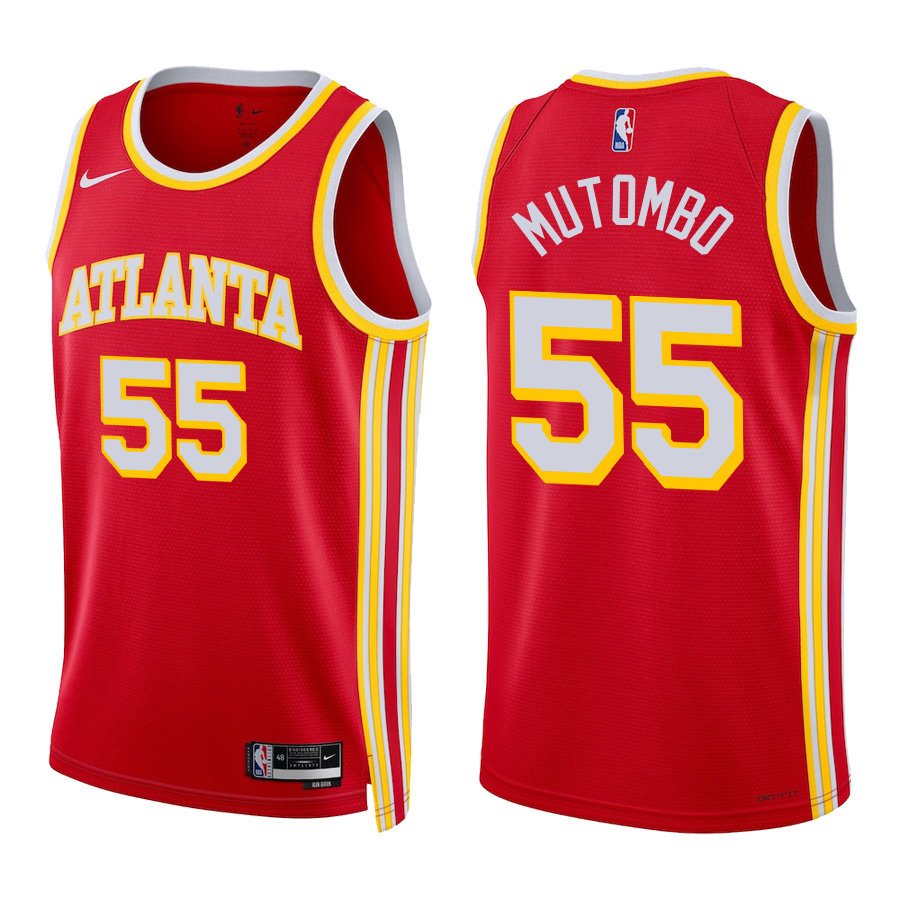 #55 Dikembe Mutombo Red Atlanta Hawks Stitched Jersey