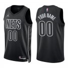 #00 Custom Name And Number Black Statement Brooklyn Nets Stitched Jersey