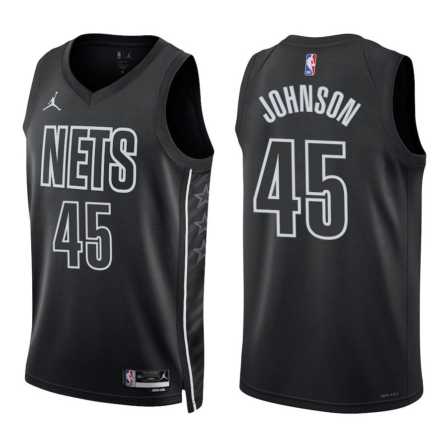 #45 Keon Johnson Black Statement Brooklyn Nets Stitched Jersey