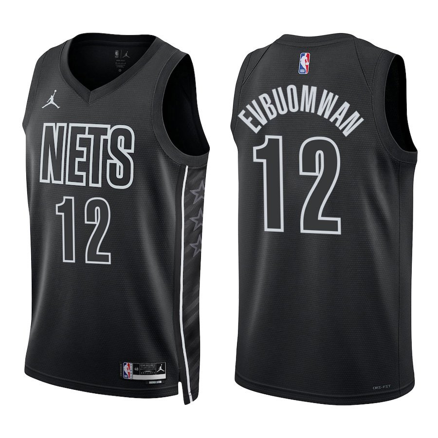#12 Tosan Evbuomwan Black Statement Brooklyn Nets Stitched Jersey