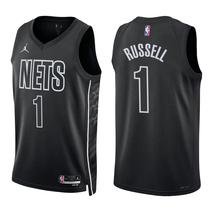 #1 D'Angelo Russell Black Statement Brooklyn Nets Stitched Jersey