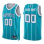 #00 Custom Name And Number Teal Stripes Charlotte Hornets Stitched Jersey