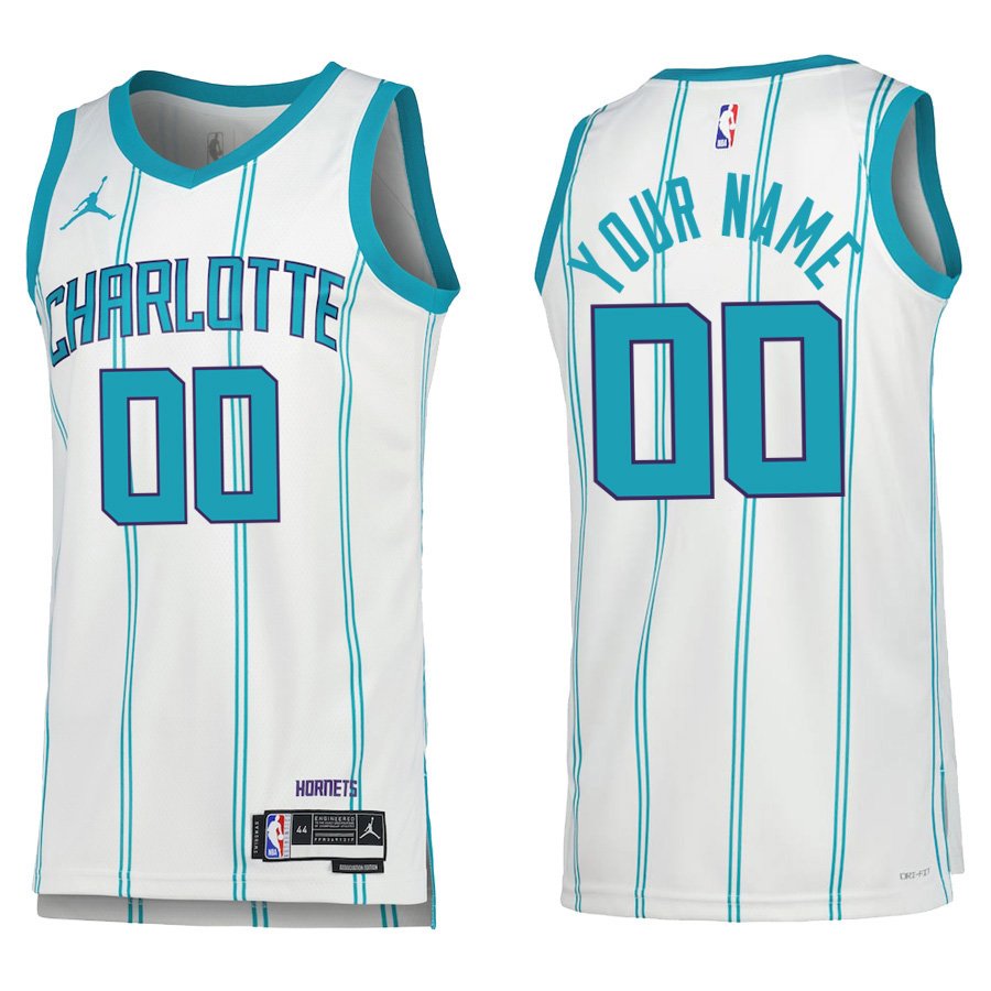 #00 Custom Name And Number White Stripe Charlotte Hornets Stitched Jersey