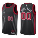 Chicago Bulls #00 Custom Name And Number Black City Stitched Jersey