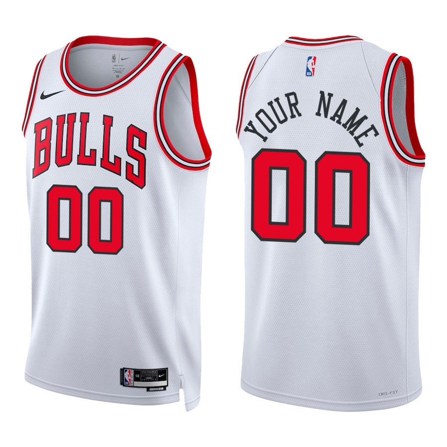 Chicago Bulls #00 Custom Name And Number White Stitched Jersey