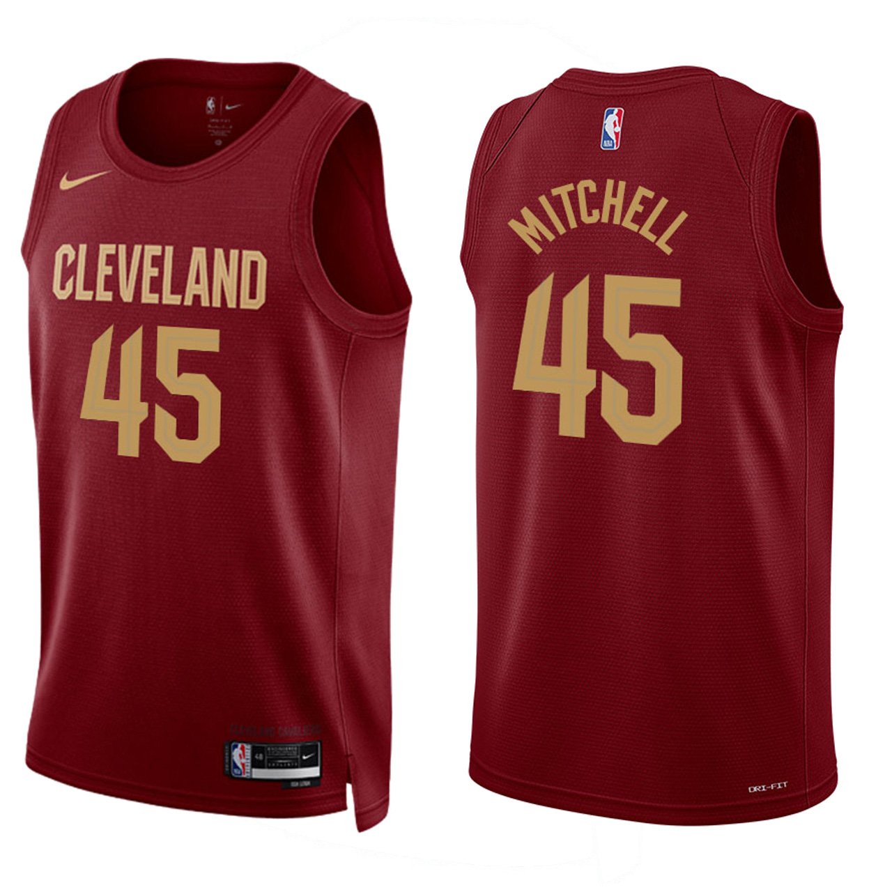 Cleveland Cavaliers #45 Donovan Mitchell Wine Stitched Jersey