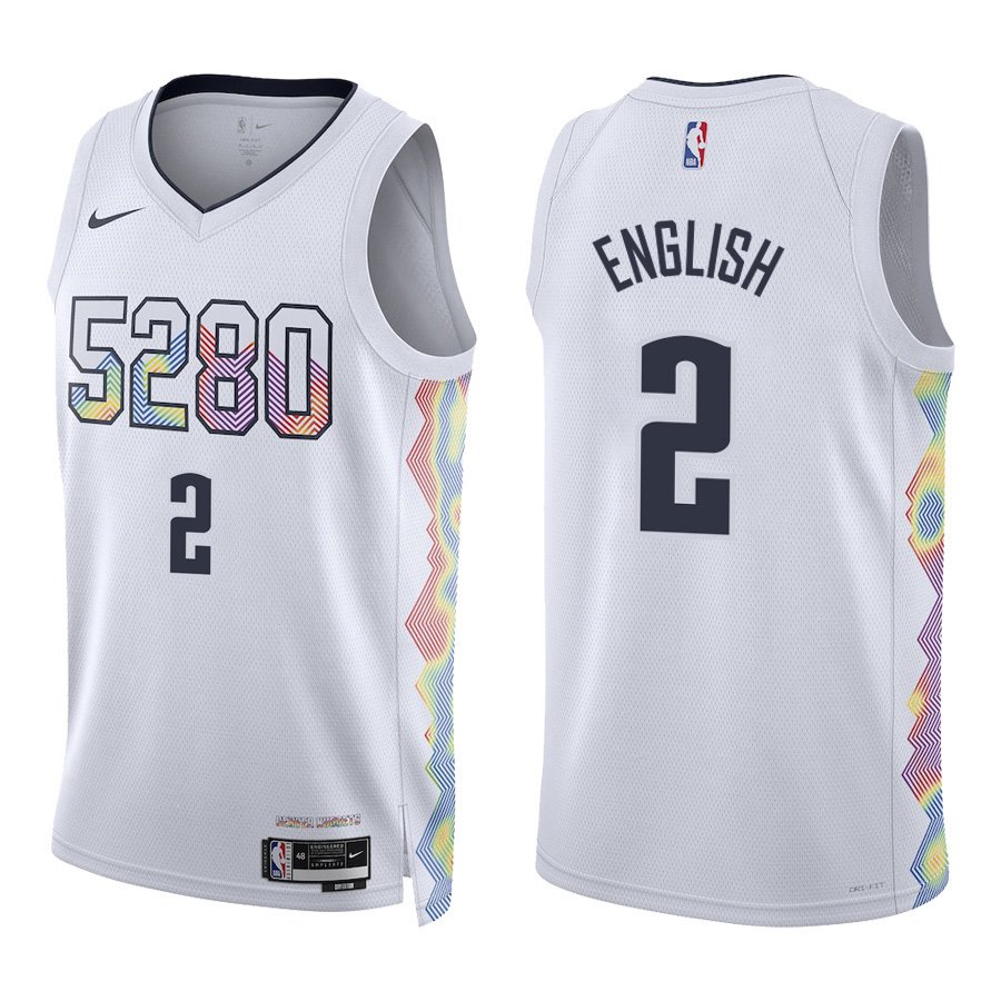 Denver Nuggets #2 Alex English White City Stitched Jersey