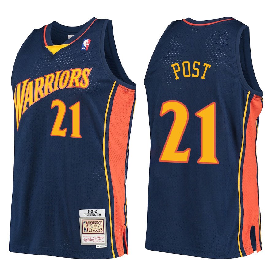 Golden State Warriors #21 Quinten Post Navy Throwback Stitched Jersey