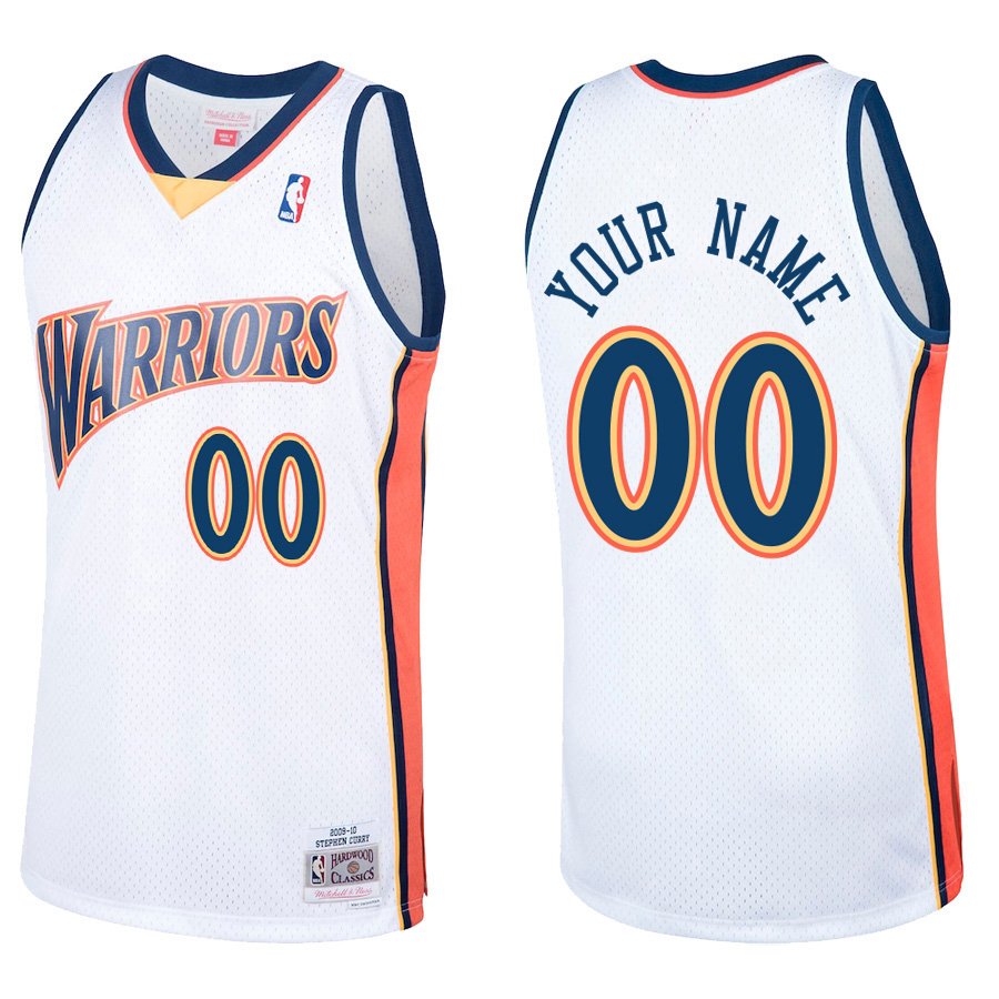Golden State Warriors #00 Custom Name And Number White Throwback Stitched Jersey