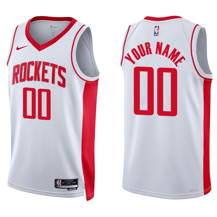 Houston Rockets #00 Custom Name And Number White Stitched Jersey