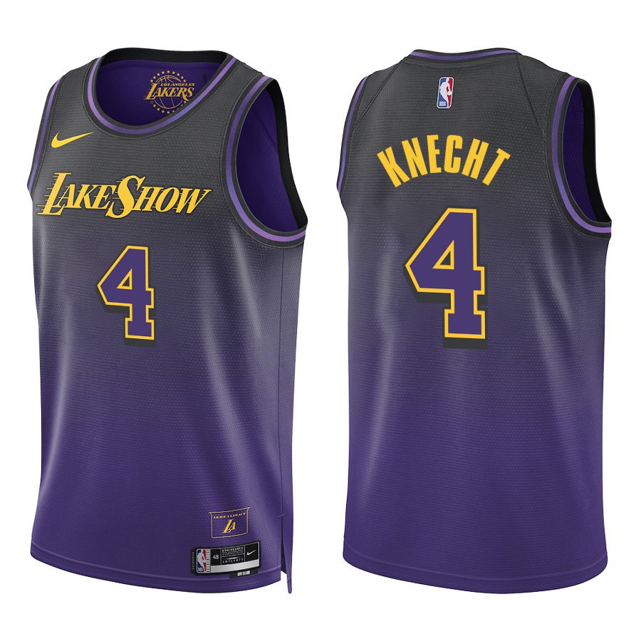 Los Angeles Lakers #4 Dalton Knecht Black Purple City Stitched Jersey