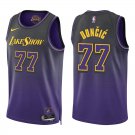 Los Angeles Lakers #77 Luka Doncic Black Purple City Stitched Jersey