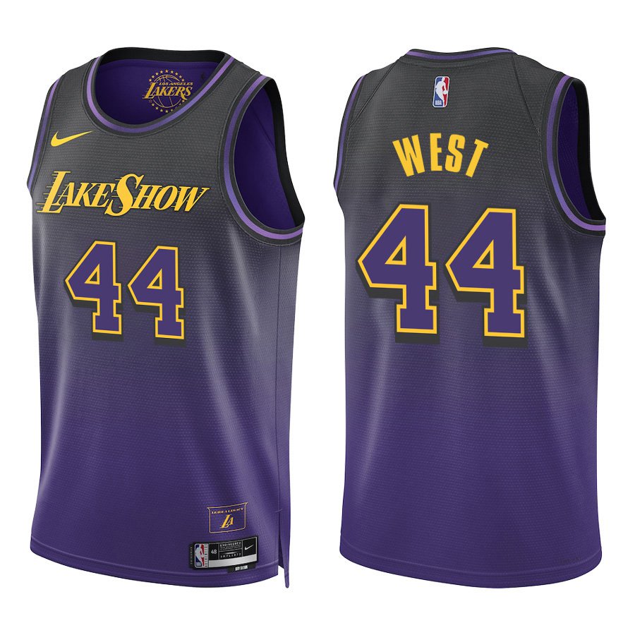 Los Angeles Lakers #44 Jerry West Black Purple City Stitched Jersey