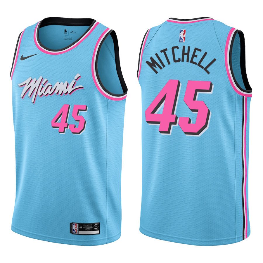 Miami Heat #45 Davion Mitchell Light Blue Stitched Jersey