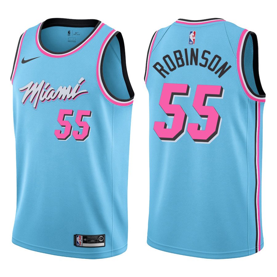 Miami Heat #55 Duncan Robinson Light Blue Stitched Jersey