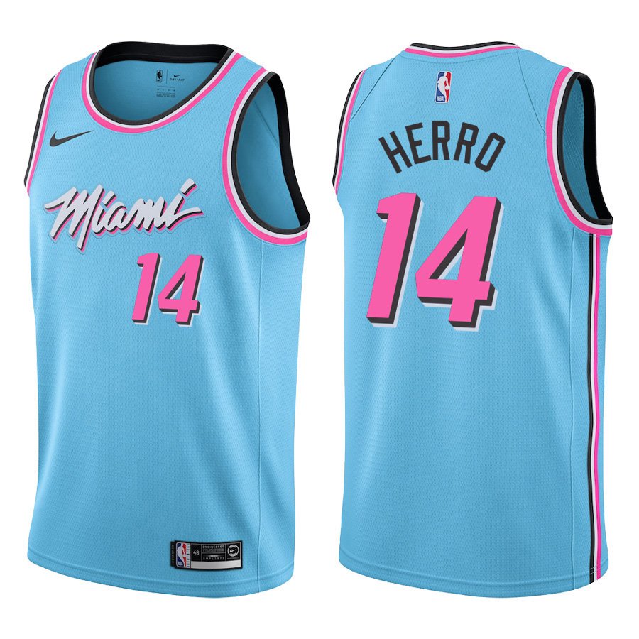 Miami Heat #14 Tyler Herro Light Blue Stitched Jersey