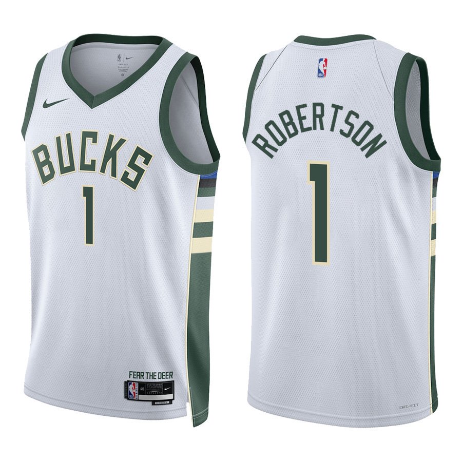 Milwaukee Bucks #1 Oscar Robertson White Stitched Jersey