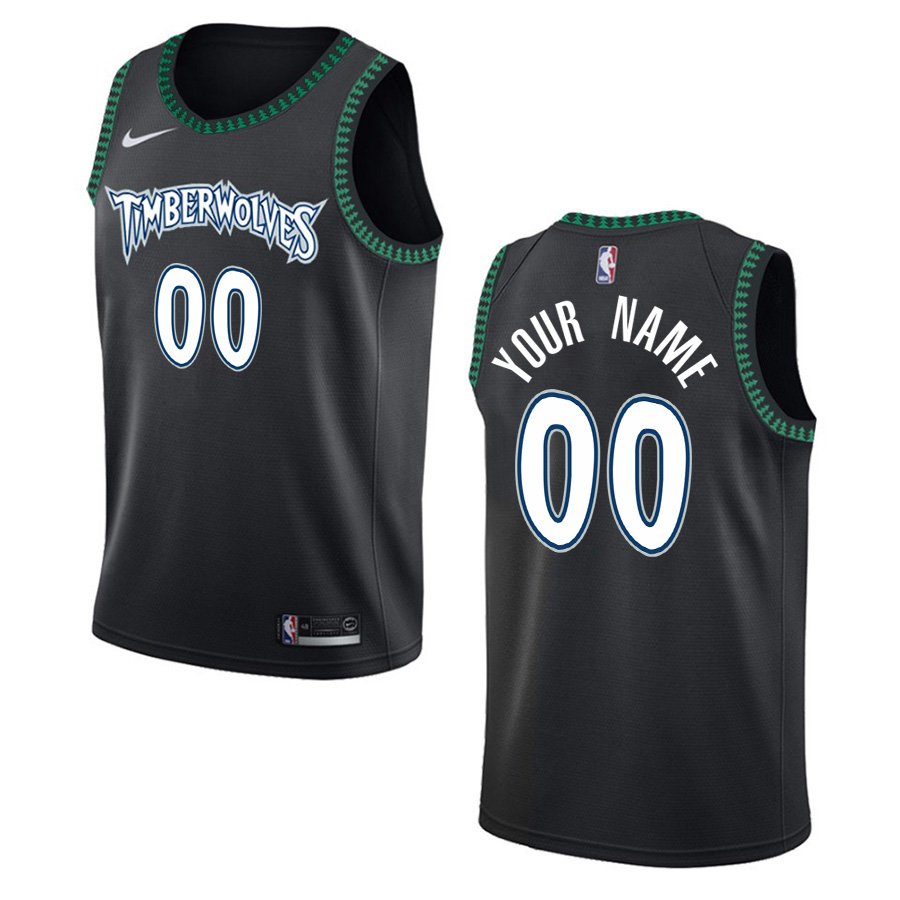 Minnesota Timberwolves #00 Custom Name And Number Black Throwback Stitched Jersey