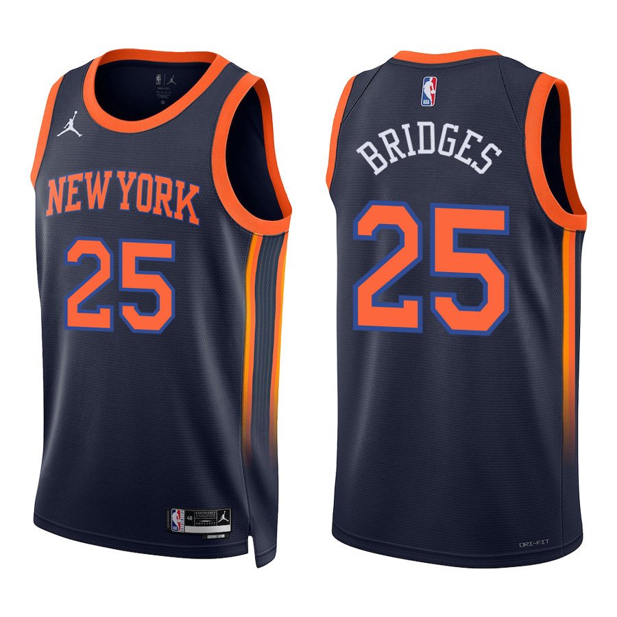 New York Knicks #25 Mikal Bridges Navy Stitched Jersey