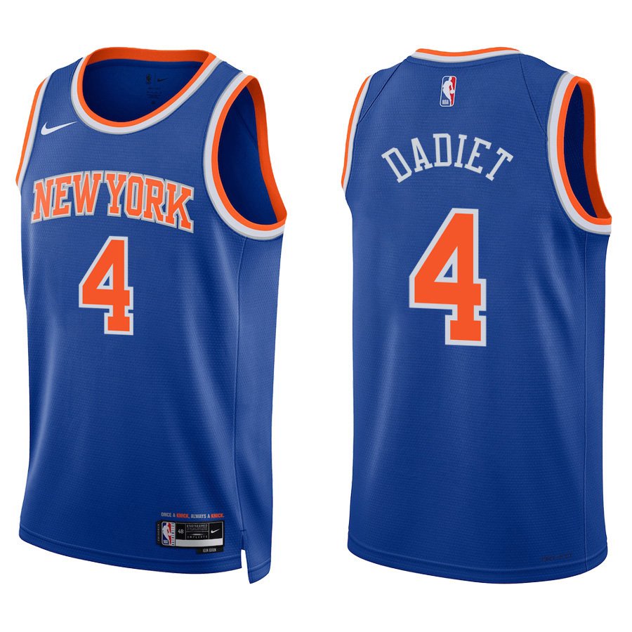 New York Knicks #4 Pacome Dadiet Royal Blue Stitched Jersey
