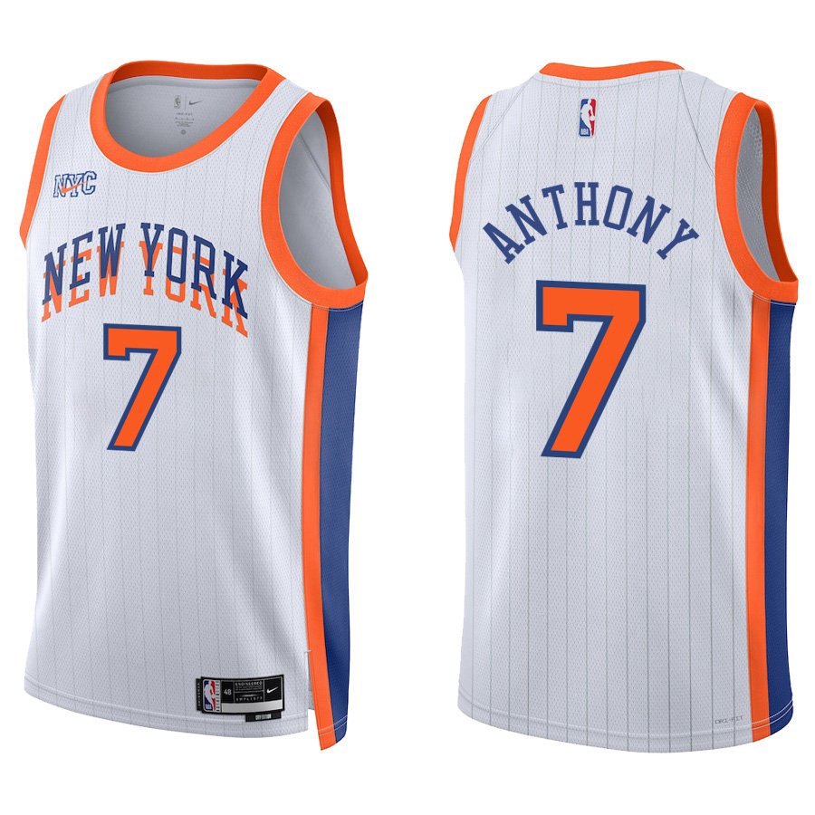 New York Knicks #7 Carmelo Anthony White City Stitched Jersey