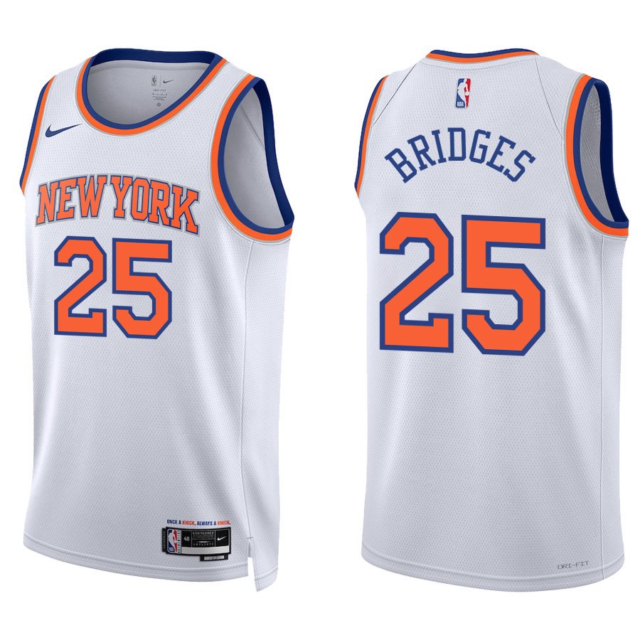 New York Knicks #25 Mikal Bridges White Stitched Jersey