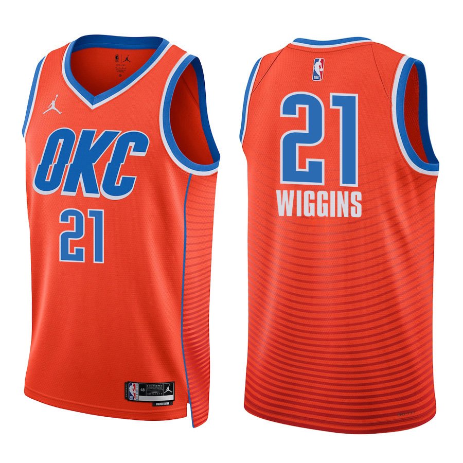 Oklahoma City Thunder #21 Aaron Wiggins Orange Stitched Jersey