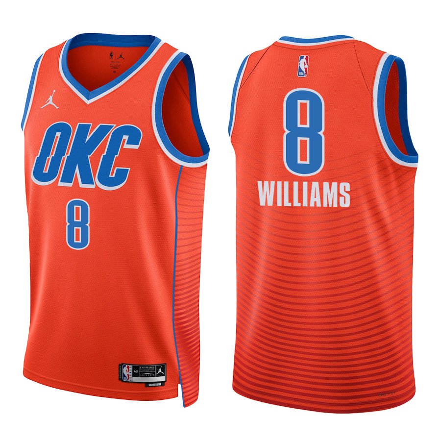 Oklahoma City Thunder #8 Jalen Williams Orange Stitched Jersey