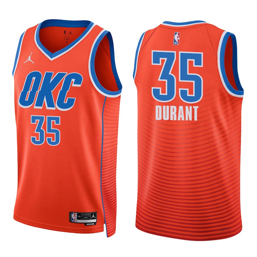 Oklahoma City Thunder #35 Kevin Durant Orange Stitched Jersey