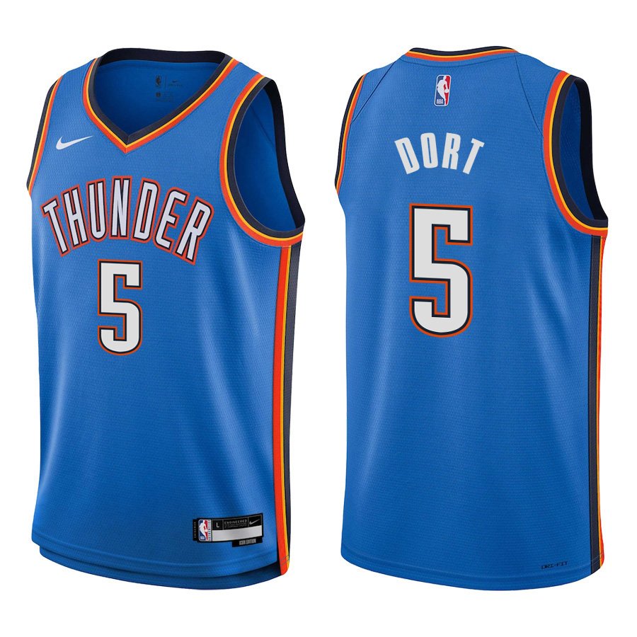 Oklahoma City Thunder #5 Luguentz Dort Royal Blue Stitched Jersey