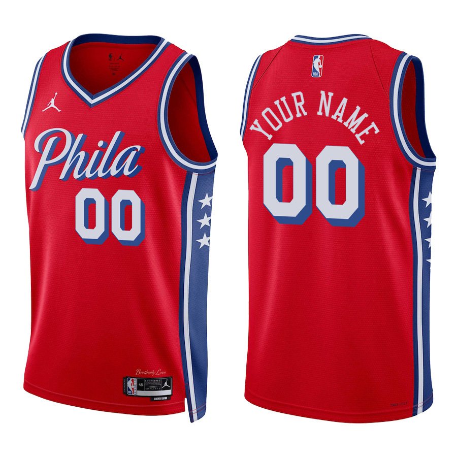 Philadelphia 76ers #00 Custom Name And Number Red Stitched Jersey