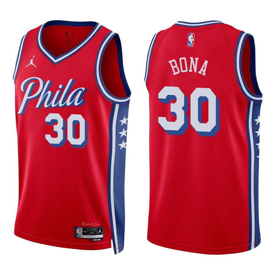 Philadelphia 76ers #30 Adem Bona Red Stitched Jersey
