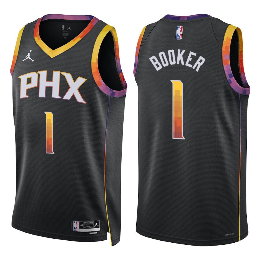 Phoenix Suns #1 Devin Booker Black Statement Stitched Jersey