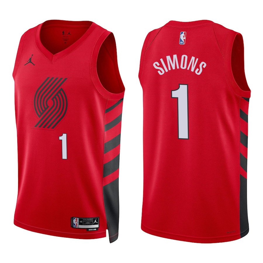 Portland Trail Blazers #1 Anfernee Simons Red Statement Stitched Jersey