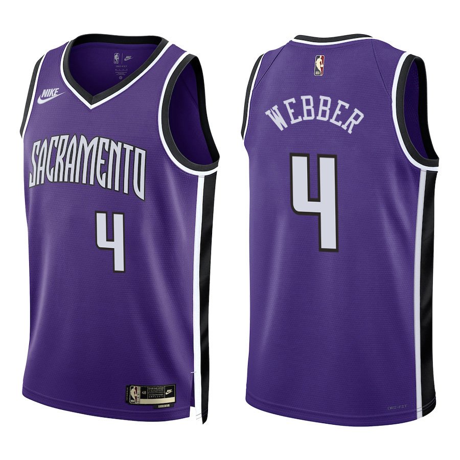Sacramento Kings #4 Chris Webber Purple Throwback Stitched Jersey
