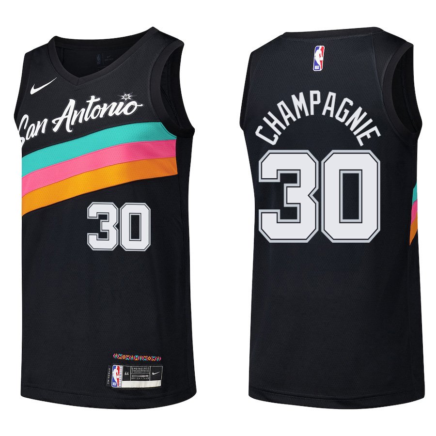 San Antonio Spurs #30 Julian Champagnie Black Rainbow Stitched Jersey