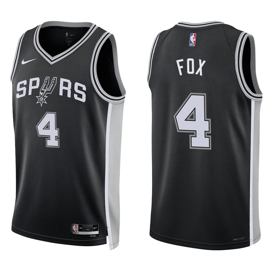 San Antonio Spurs #4 De'Aaron Fox Black Stitched Jersey