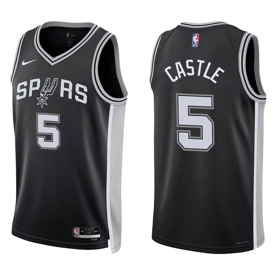 San Antonio Spurs #5 Stephon Castle Black Stitched Jersey
