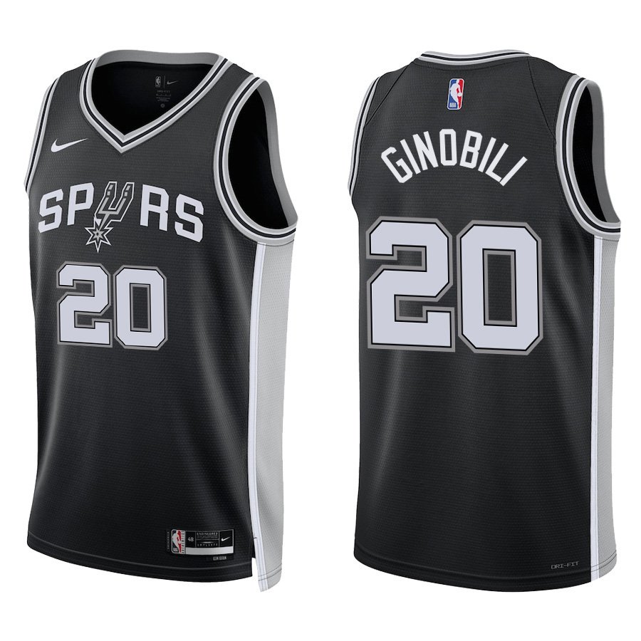 San Antonio Spurs #20 Manu Ginobili Black Stitched Jersey