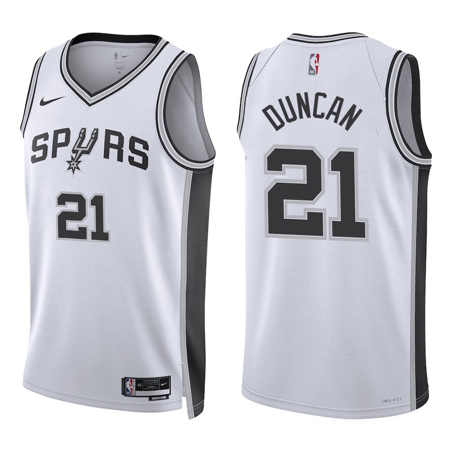 San Antonio Spurs #21 Tim Duncan White Stitched Jersey