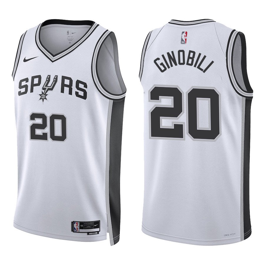 San Antonio Spurs #20 Manu Ginobili White Stitched Jersey