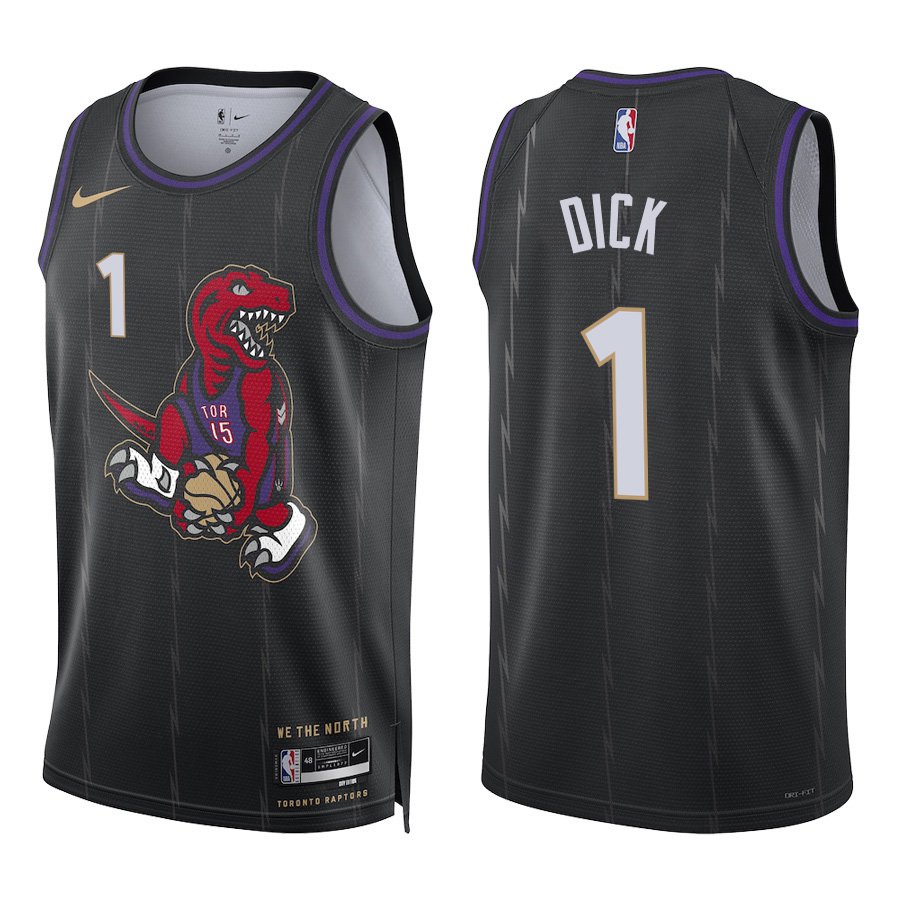 Toronto Raptors #1 Gradey Dick Black City Stitched Jersey