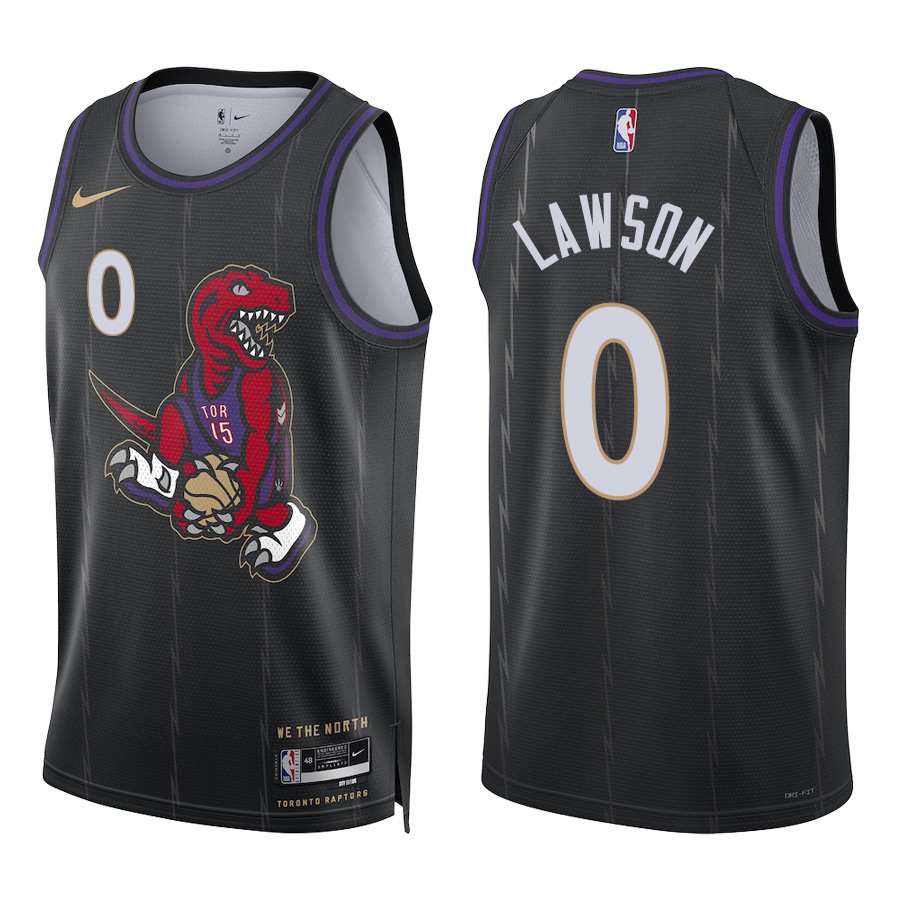 Toronto Raptors #0 AJ Lawson Black City Stitched Jersey