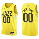 Utah Jazz #00 Custom Name And Number Gold Stitched Jersey