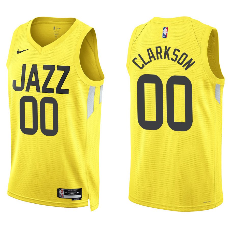 Utah Jazz #00 Jordan Clarkson Gold Stitched Jersey