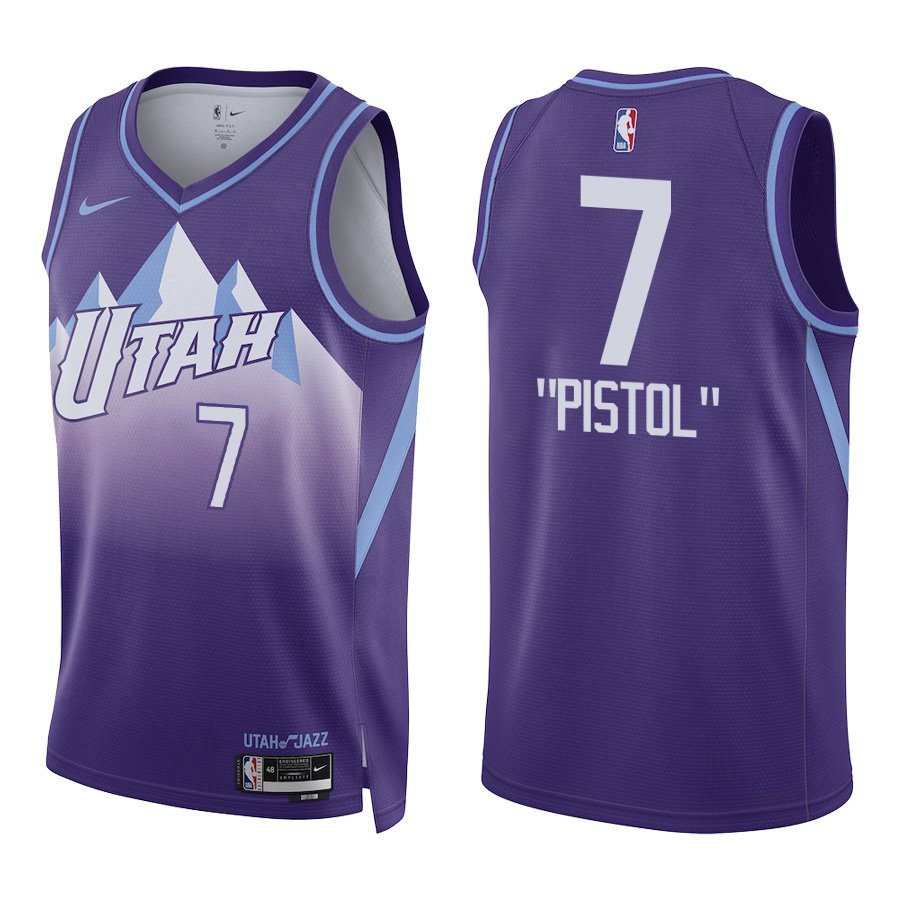Utah Jazz #7 Pete Maravich Purple City Stitched Jersey