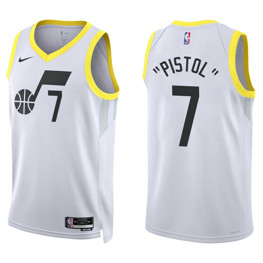Utah Jazz #7 Pete Maravich White Stitched Jersey